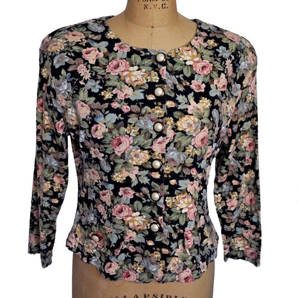 Vintage 90s Grunge Ms Choice Floral Front Jacket - Picture 1 of 5